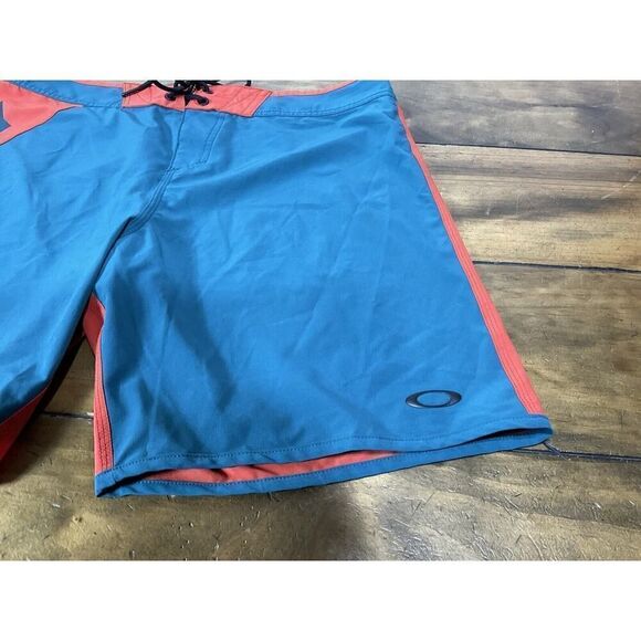Oakley Performance Fit Logo Green Orange Board Shorts Trunks Mens Size 34 - Picture 2 of 12